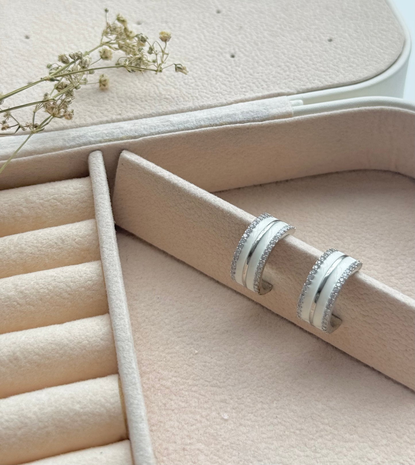 White Half Hoops