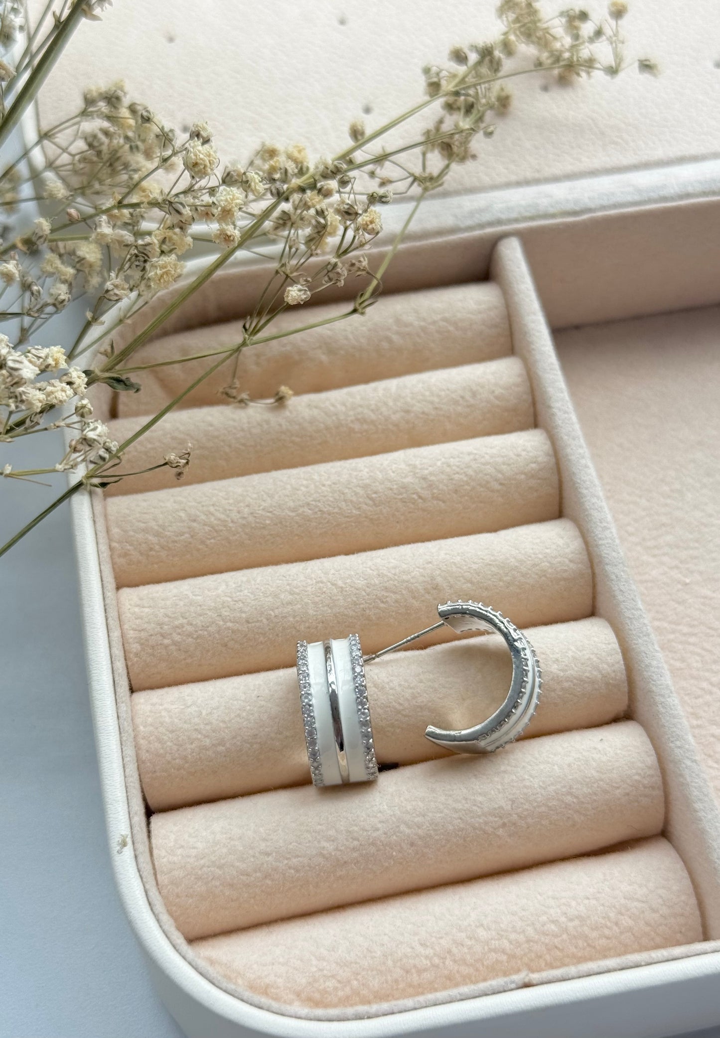 White Half Hoops